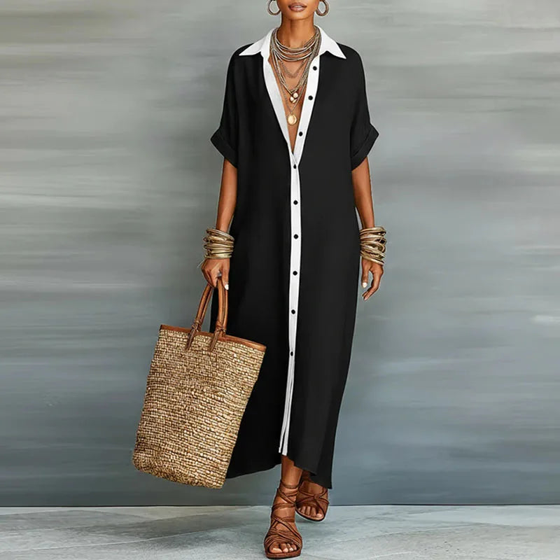 Women's Linen Sundress Long Shirt Style