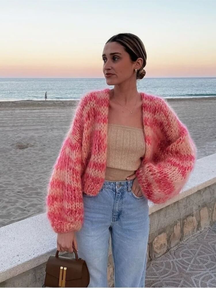 Women's Chunky Knit Open Front Cardigan