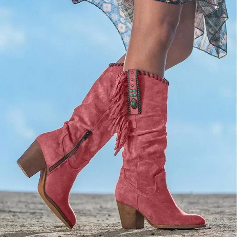 Women's Knee High Block Heel Boots - VibreMode