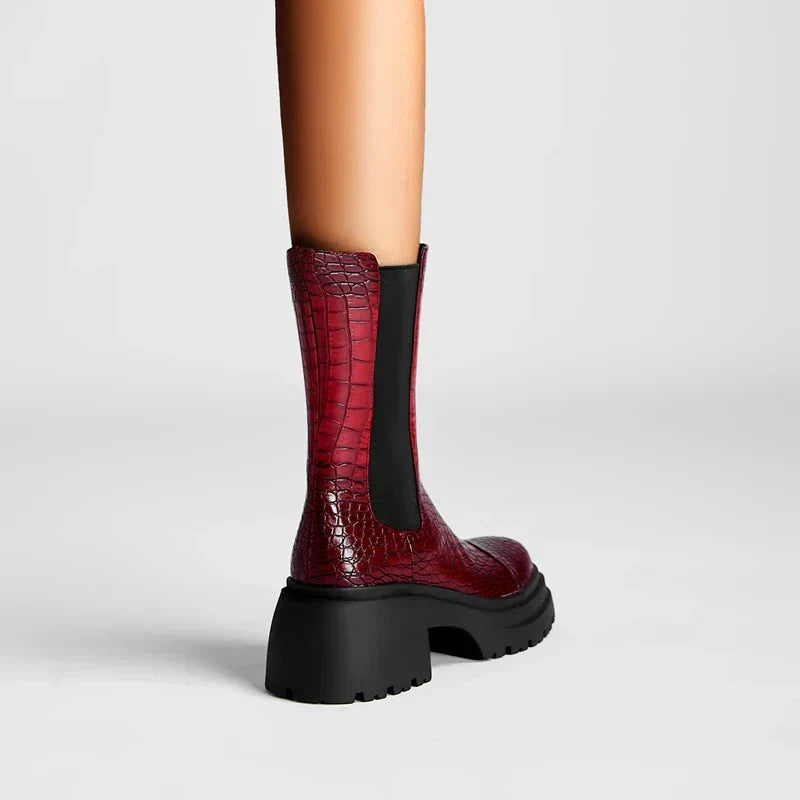 Women's Elastic Panel Boots Textured Upper