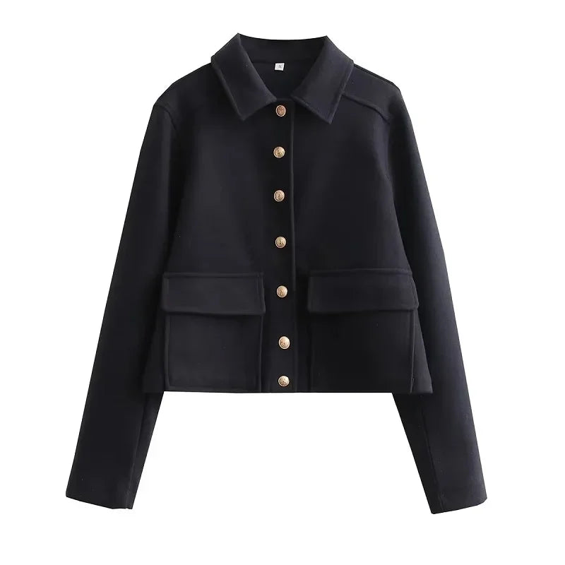 Women's Aviator Bomber Jacket Cotton Button Front