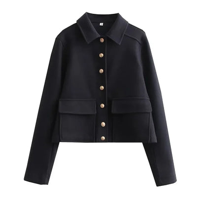 Women's Aviator Bomber Jacket Cotton Button Front