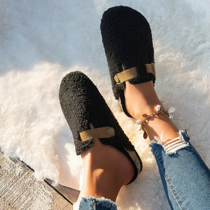 Women's Slip-On Slippers Soft Comfortable Buckle Detail Beige