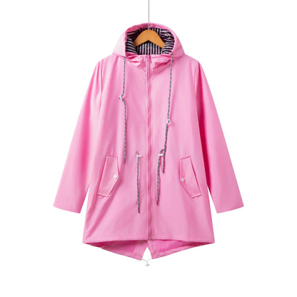 Women's Waterproof Trench Coat With Hood Casual