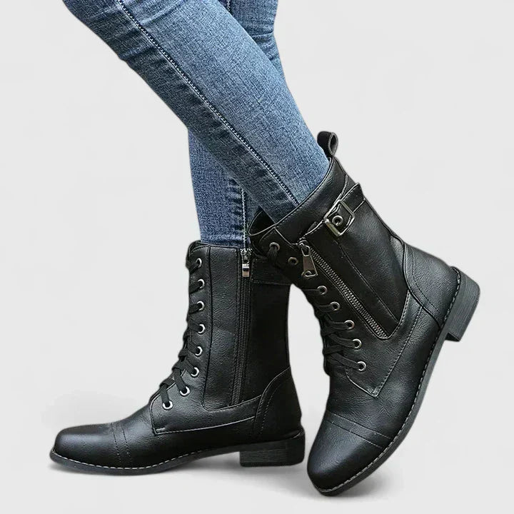 Feminine Low Heel Zip Ankle Boots