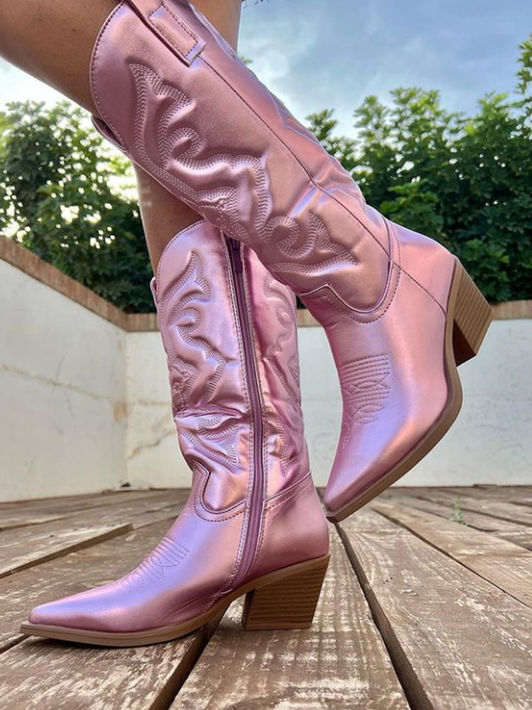 Women's Metallic Cowboy Zip Boots