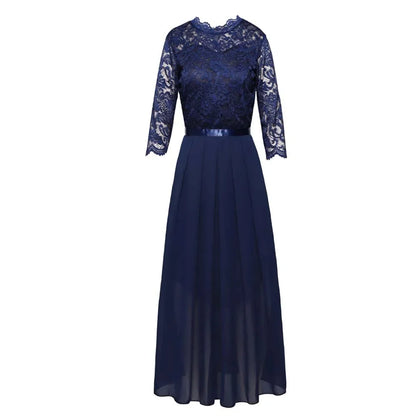 Elegant Lace Ruffled Cap Sleeve Party Gown