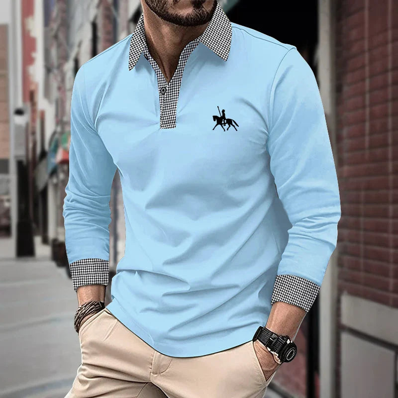 Men's Slim Fit Long Sleeve Polo Shirt