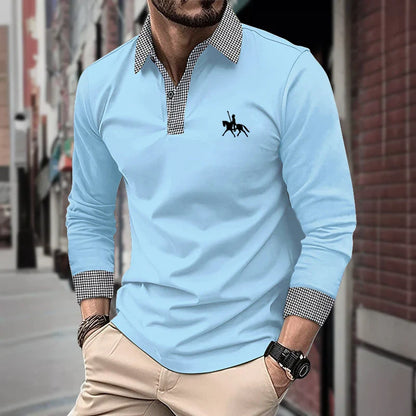 Men's Slim Fit Long Sleeve Polo Shirt