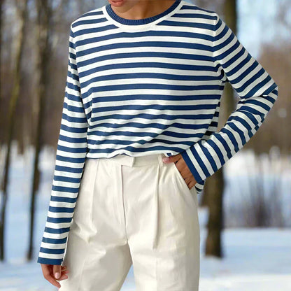 Women's Striped Cotton Long Sleeve T-Shirt