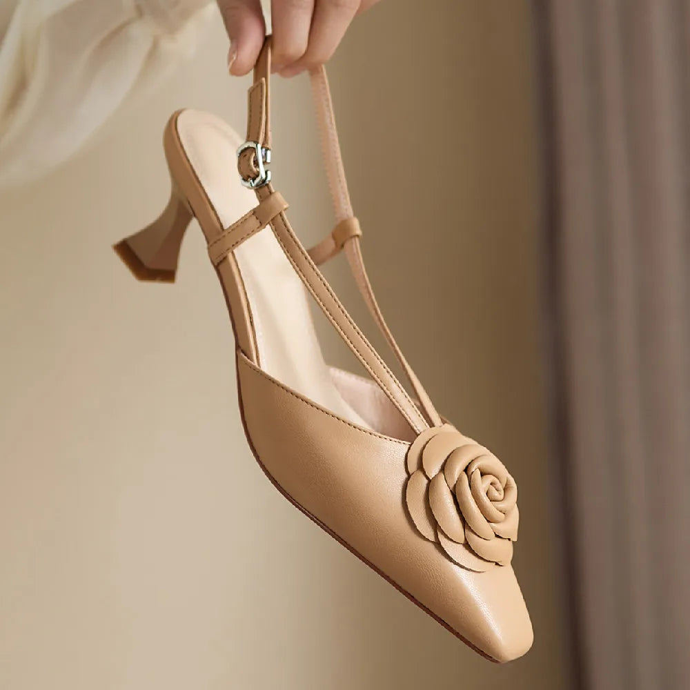 Real Leather Sling Back Shoes - VibreMode