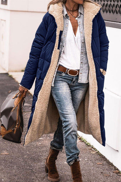Women's Longline Puffer Jacket Sherpa Lining