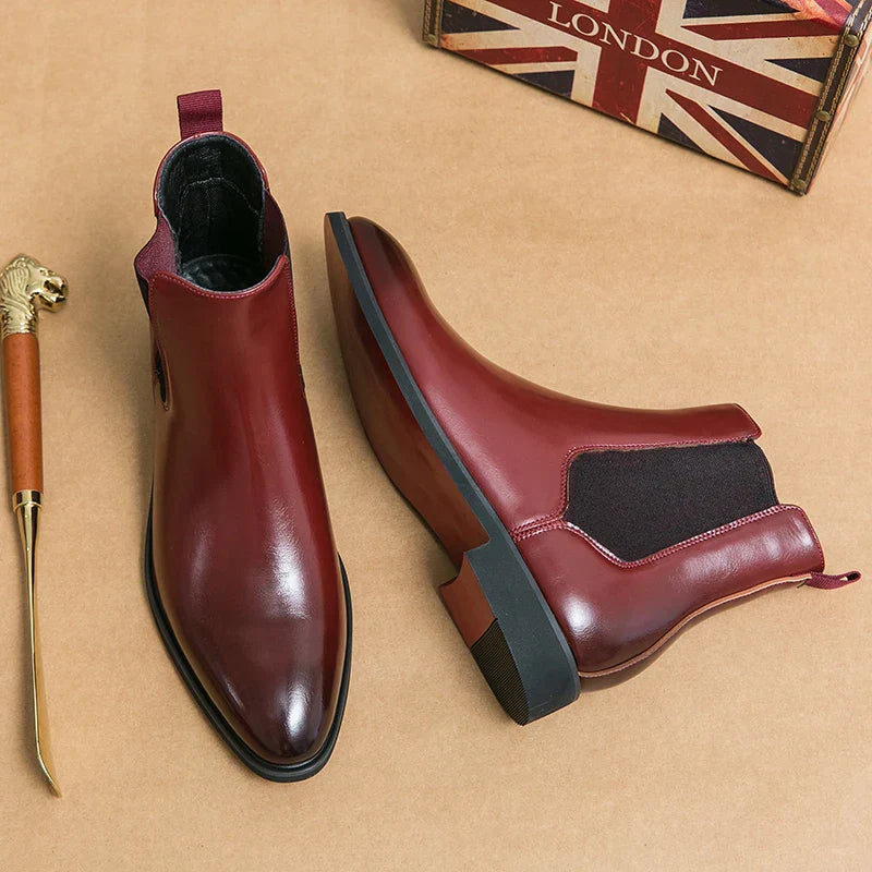 Men's Chelsea Ankle Boots Leather Red Sole Comfortable