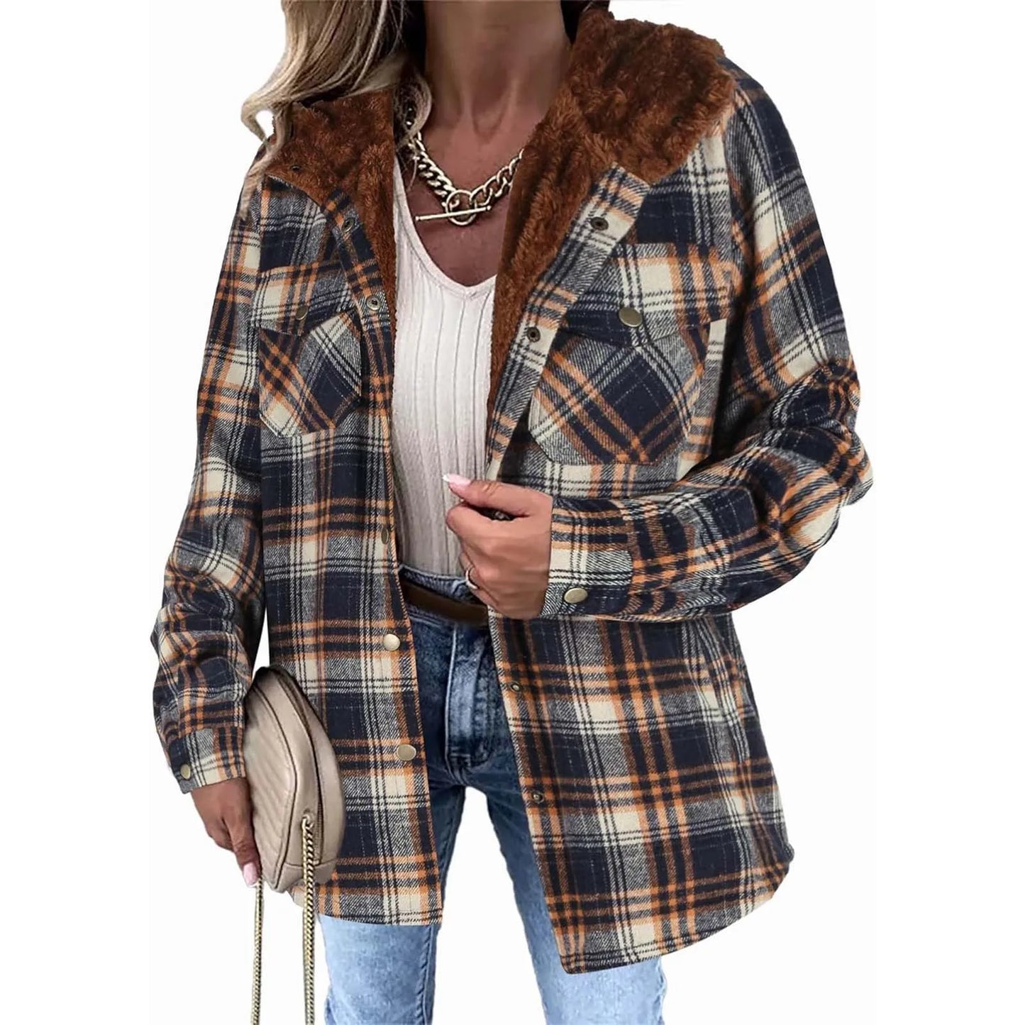 Women's Plaid Sherpa Jacket