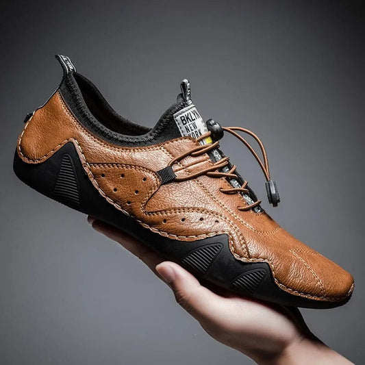 Men's Orthopedic Driving Shoes Perforated Bungee Lace Low- - VibreMode