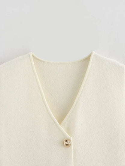 Women's Knitted Vest Sleeveless Button Front