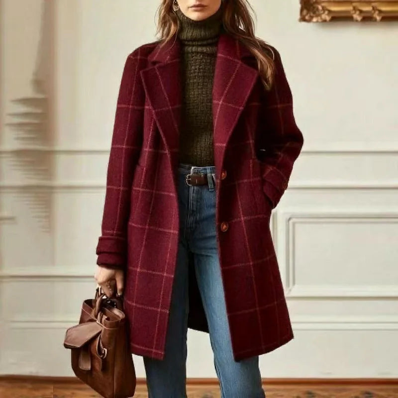 Valeria Women's Wool Plaid Coat