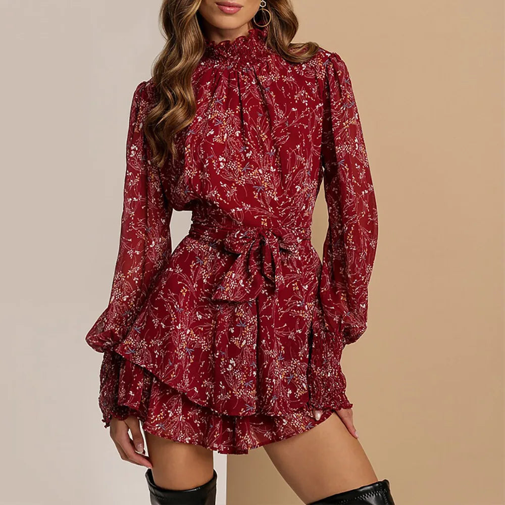 Women's Floral Ruffle Mini Dress