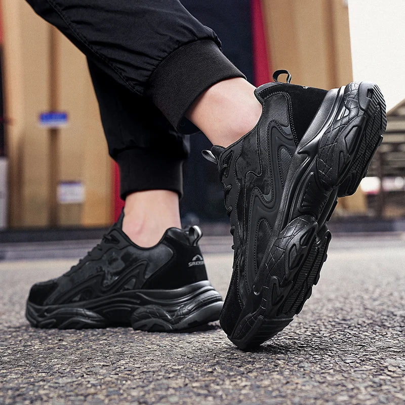 Authentic Black Leather Sneakers