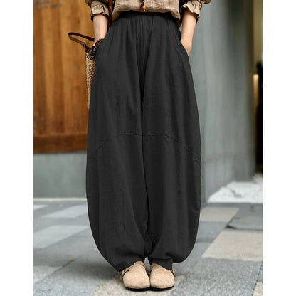 Women's Cotton Linen Wide Leg Pants