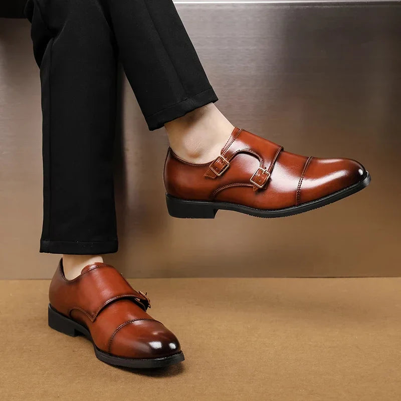 Luxury Leather Monk Strap Shoes