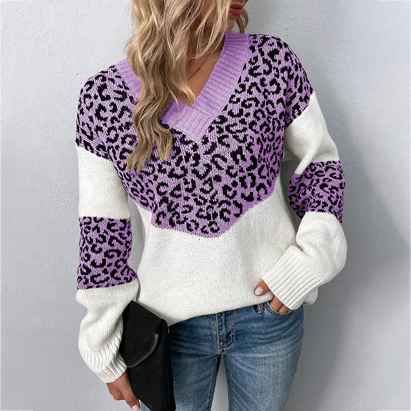 Women's V Neck Sweater Patterned