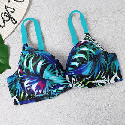 Women's High Waist Leaf Print Bikini