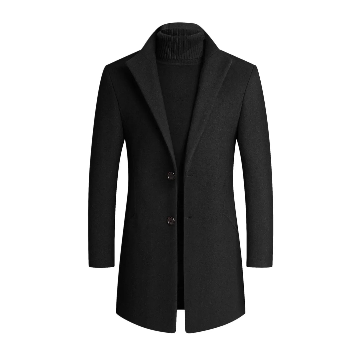 Men's Slim Fit Long Coat Classic Lapel Design