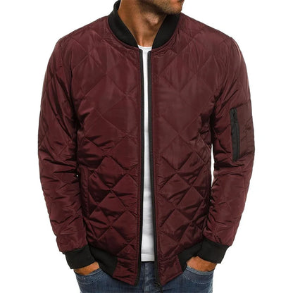 Men's Padded Zipper Jacket Casual Bomber Coat