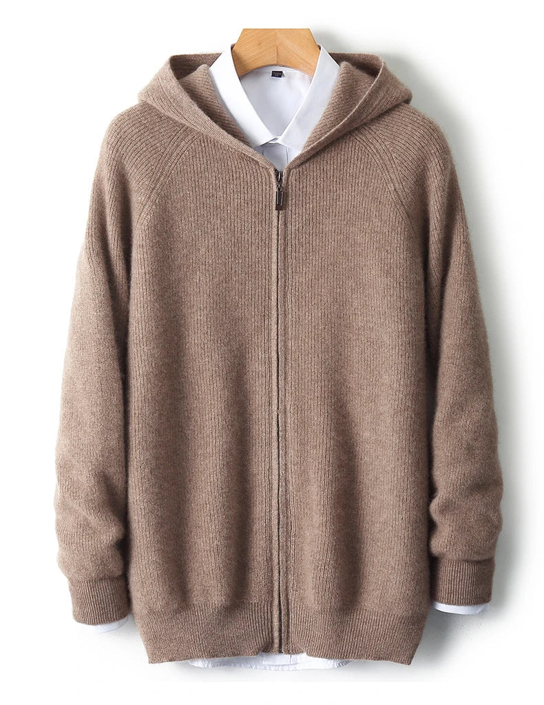 Merino Wool Zip Up Sweater - VibreMode
