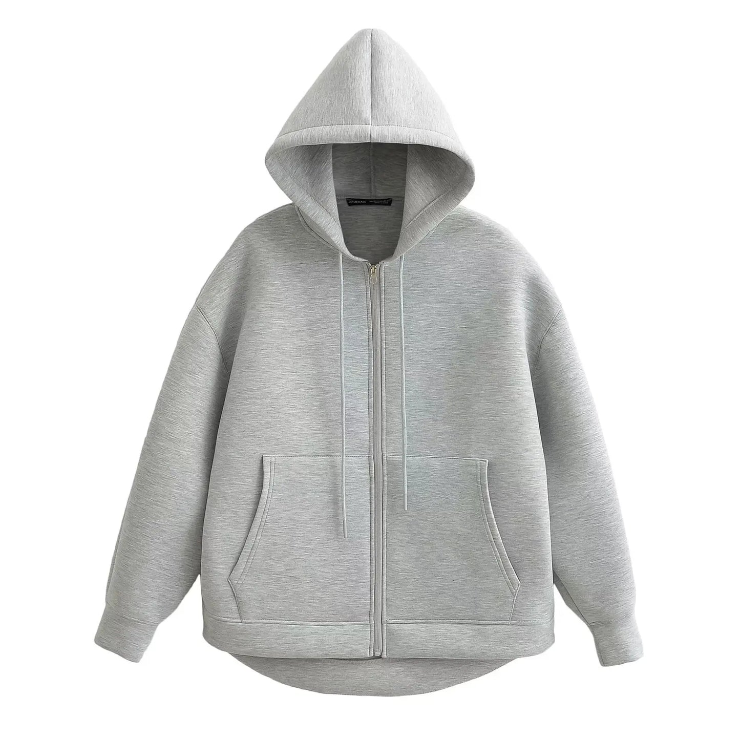 Women's Oversized Zip Hoodie Cotton Casual Grey