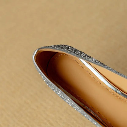 Sparkly High Heel Pumps with Crystal Strap Detail