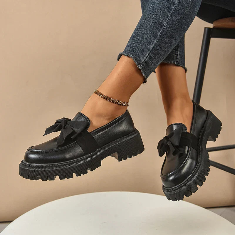 Comfortable Ladies Bow Detail Loafers Shoes