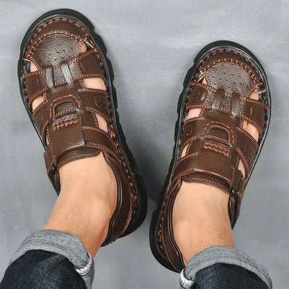 Authentic Brown Leather Summer Sandals