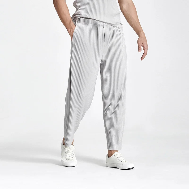 Toscano Men's Pleated Linen Summer Pants - VibreMode