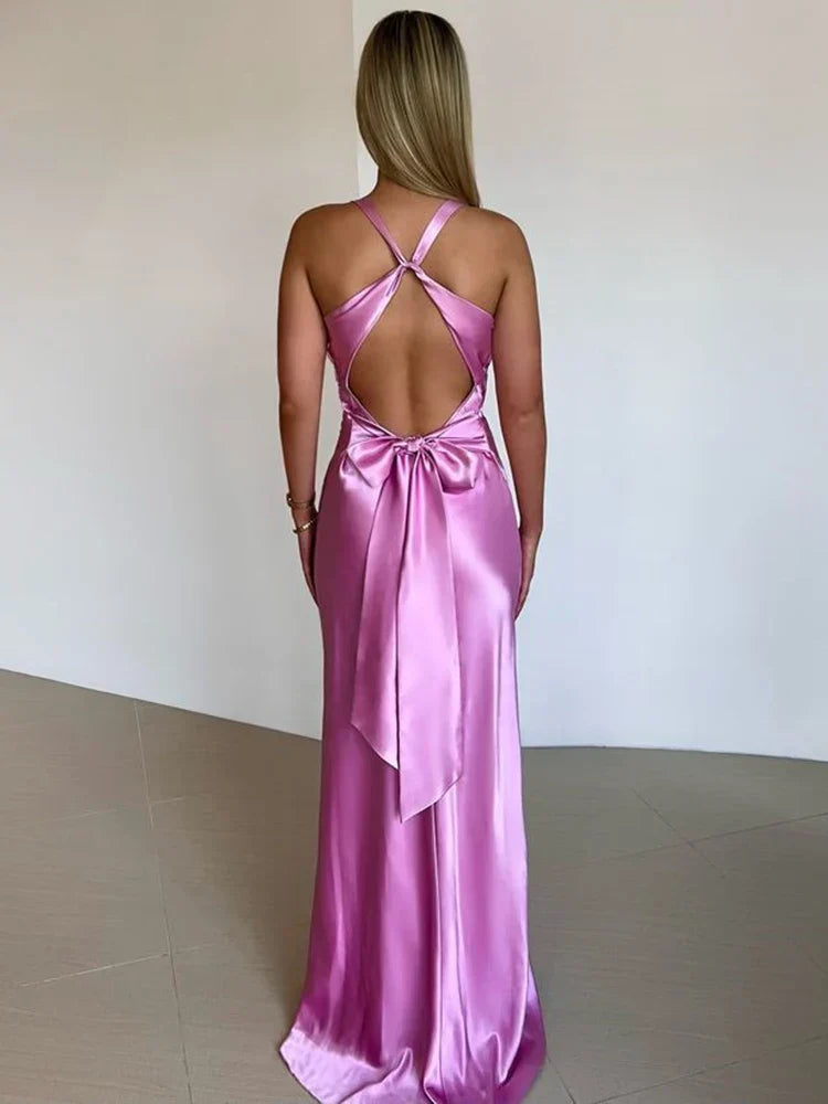Women's Sleeveless Halter Neck Evening Gown