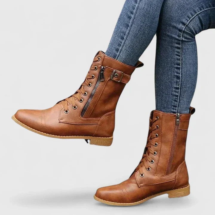 Feminine Low Heel Zip Ankle Boots