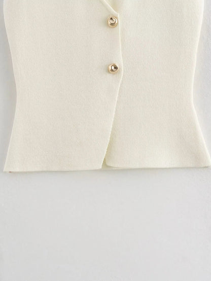 Women's Knitted Vest Sleeveless Button Front