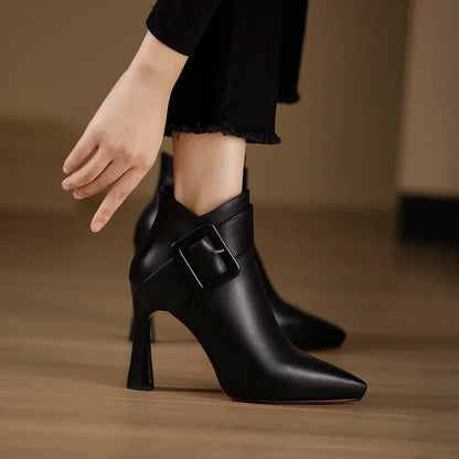 Women's Buckle Heel Boots