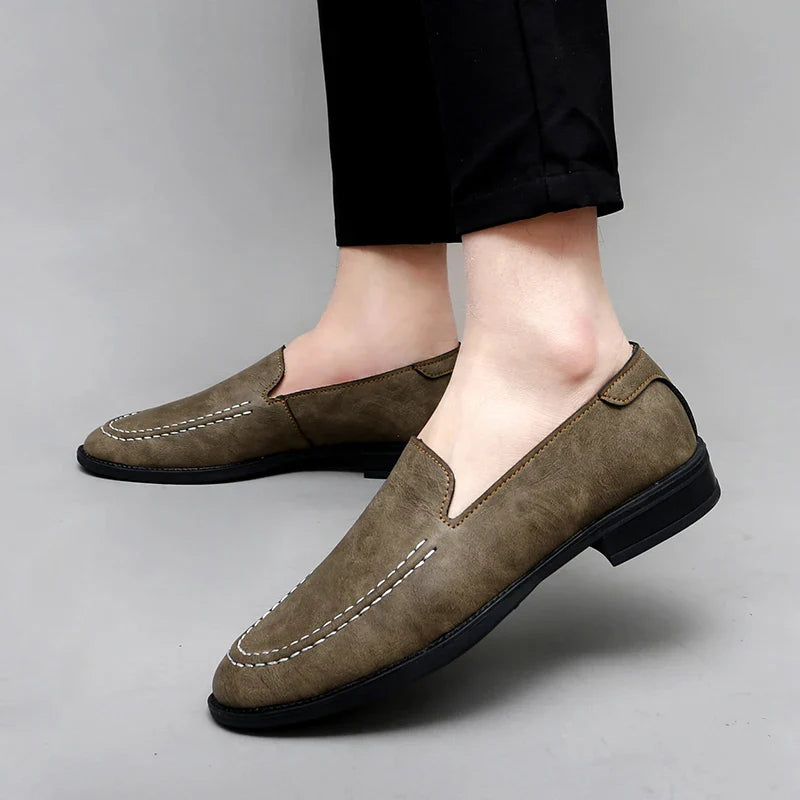 Real Leather Slip On Loafers