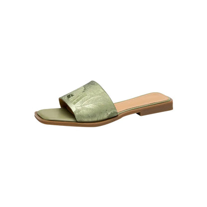 Women's Floral Sandals Square Toe Embossed Brown