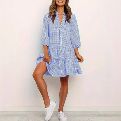 Women's V-Neck Shirt Dress - VibreMode