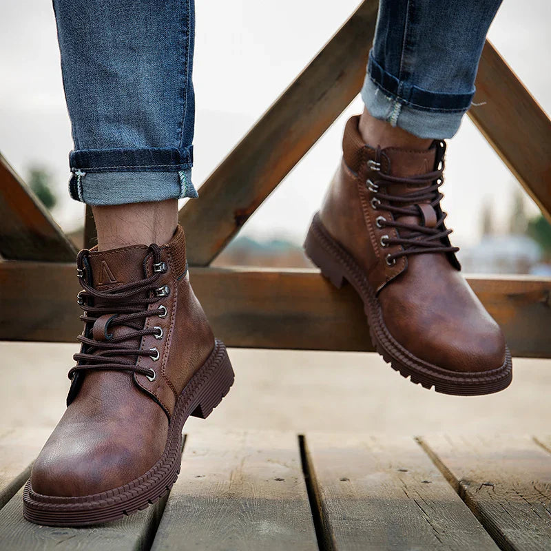Men's Steel Toe Work Boots Waterproof Slip-Resistant