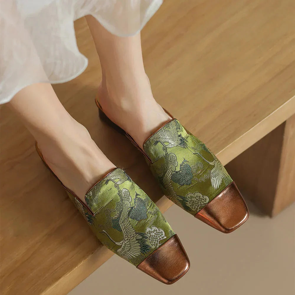 Women's Floral Embossed Mules