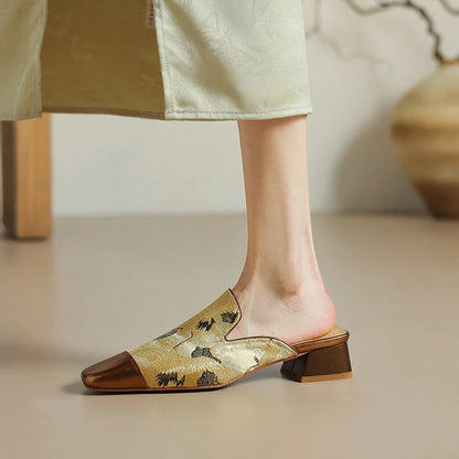 Women's Floral Embossed Mules