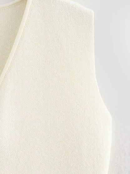 Women's Knitted Vest Sleeveless Button Front