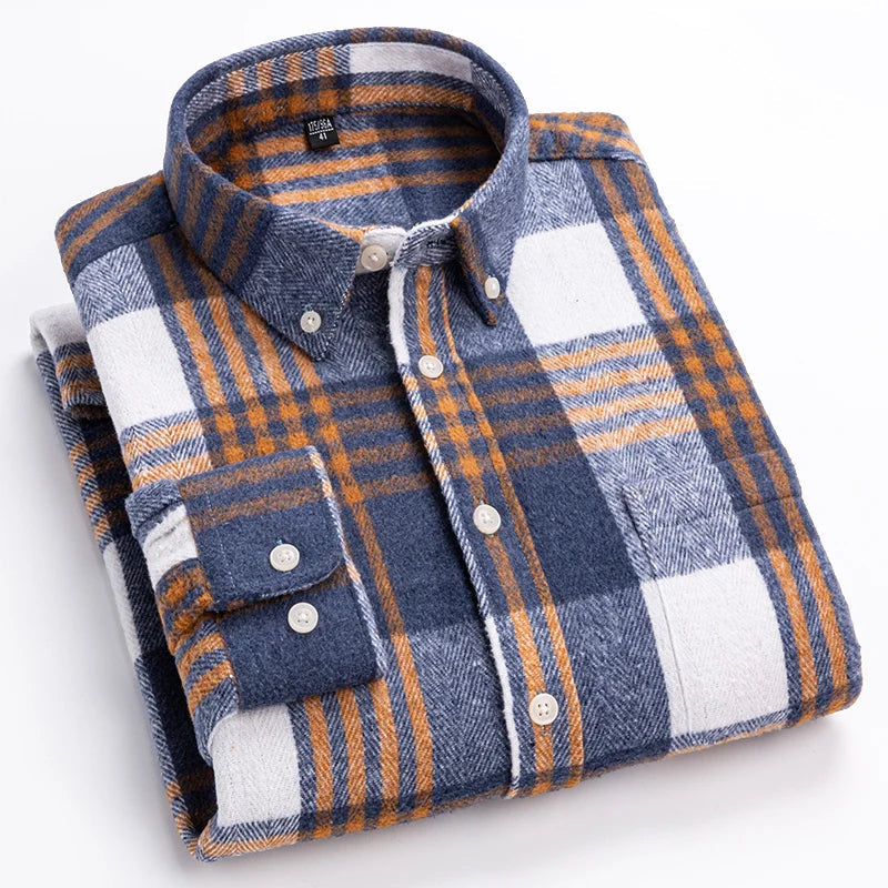 Men's Plaid Long Sleeve Shirt Button Front