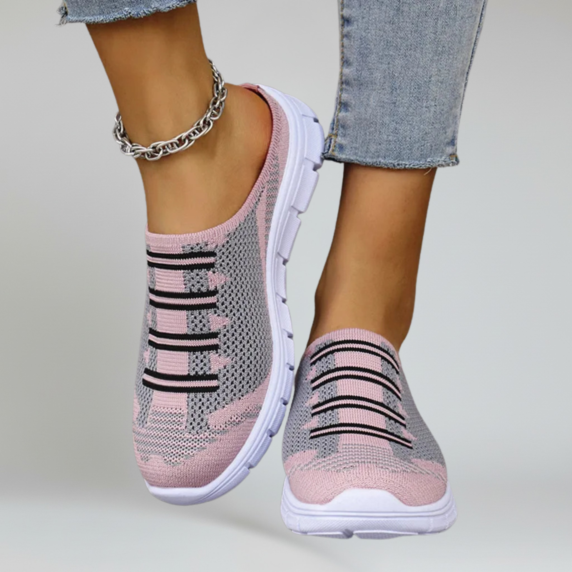 Comfortable Womens Slip On Shoes with Mesh and Rubber Sole - VibreMode