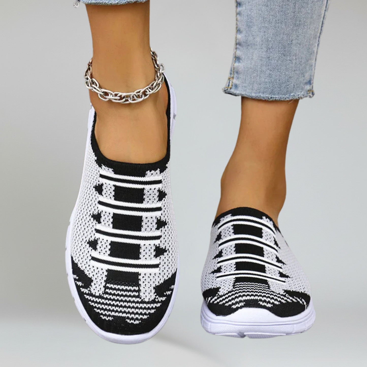 Comfortable Womens Slip On Shoes with Mesh and Rubber Sole