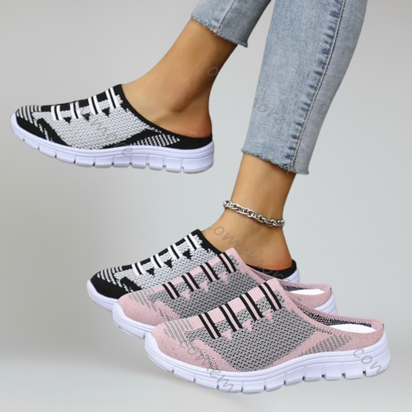Comfortable Womens Slip On Shoes with Mesh and Rubber Sole